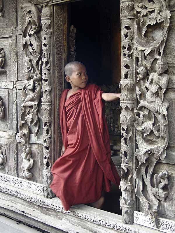 Young monk, doorway