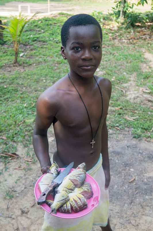 Boy bringing fish, Gunsi