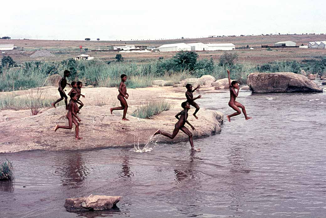 Black Zulu Girls Bathing In The River