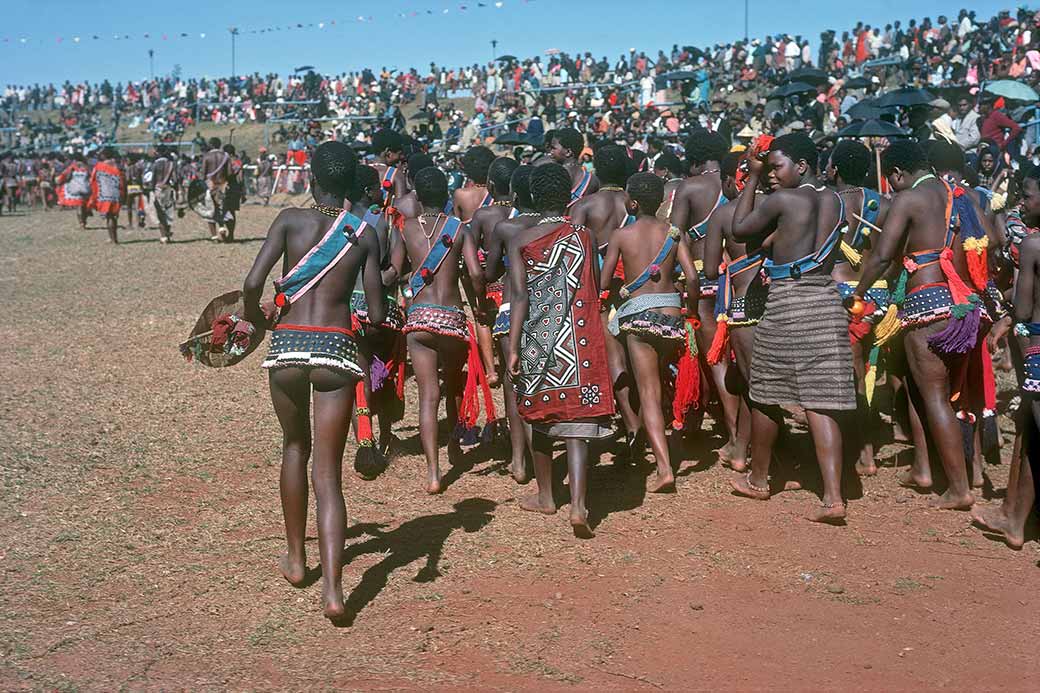 Marching Into Stadium Umcwasho Ceremony Swaziland