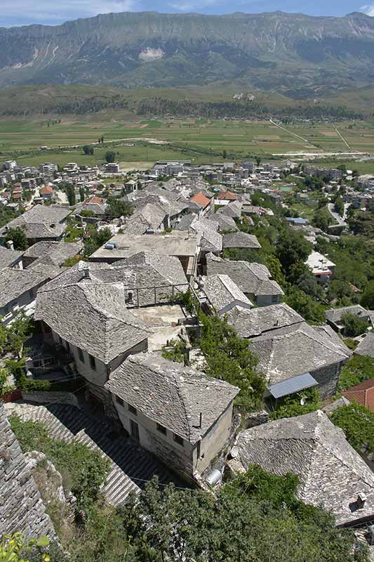 View of stone roofs