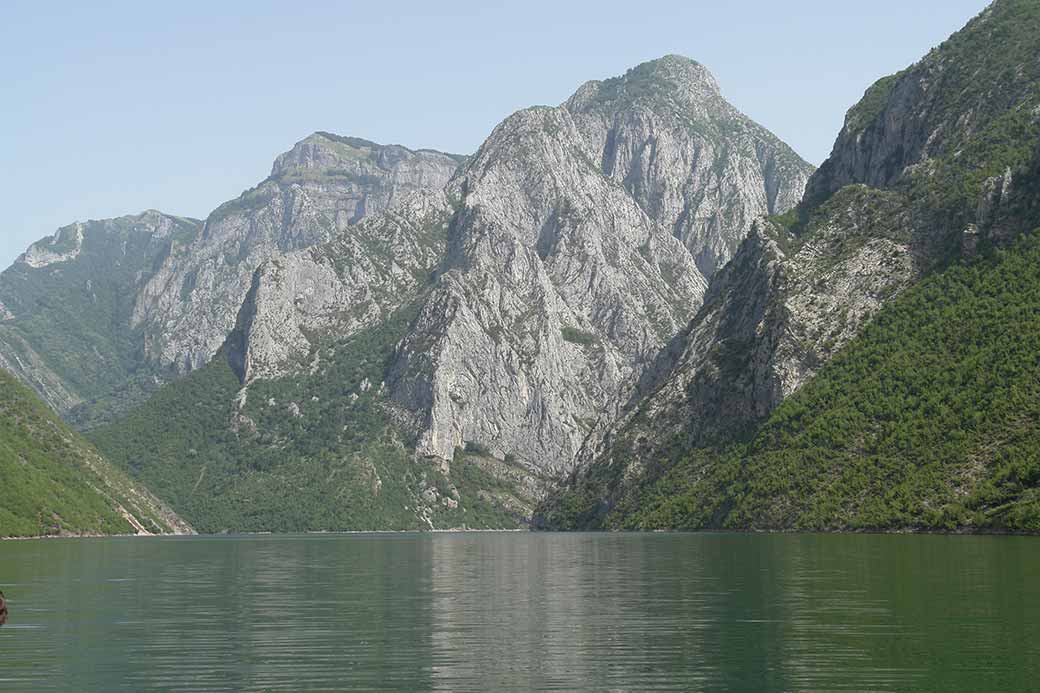 Mountains along Lake Koman