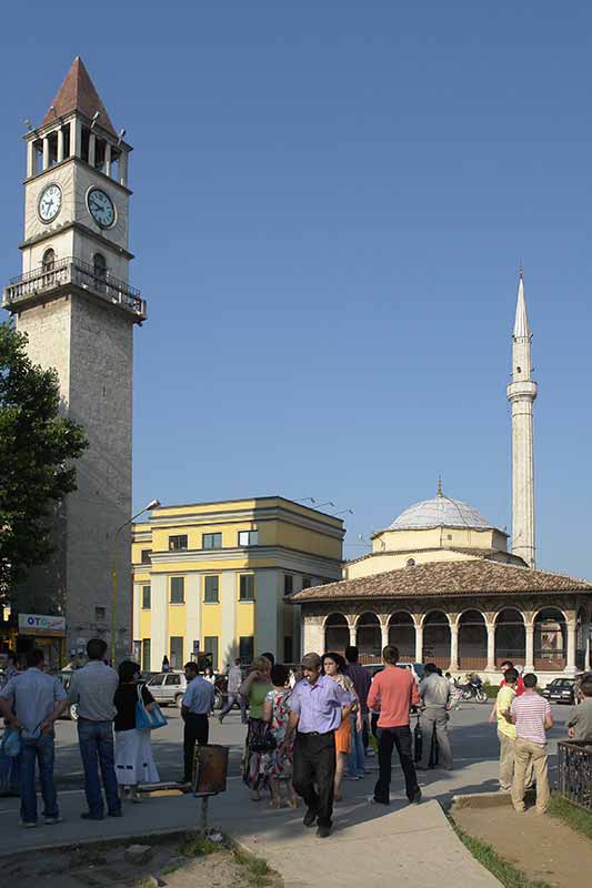 Clock tower and mosque