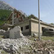 Smashed hotel and bunker