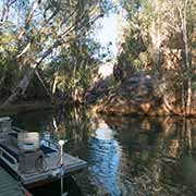 Guide and boat, Cobbold Gorge