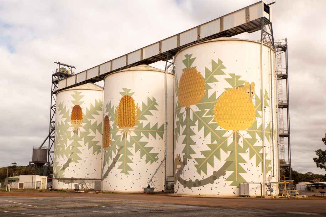 Painted grain silos