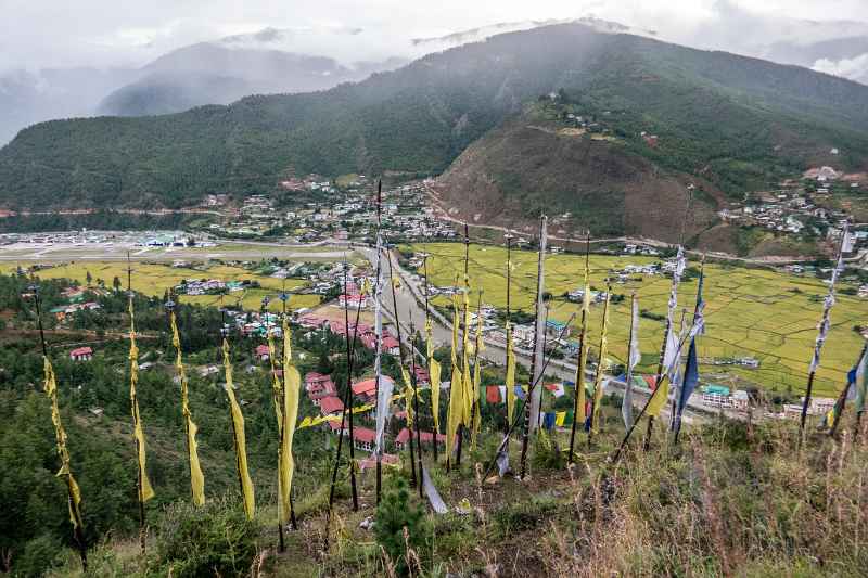 View of airport and Paro Chhu