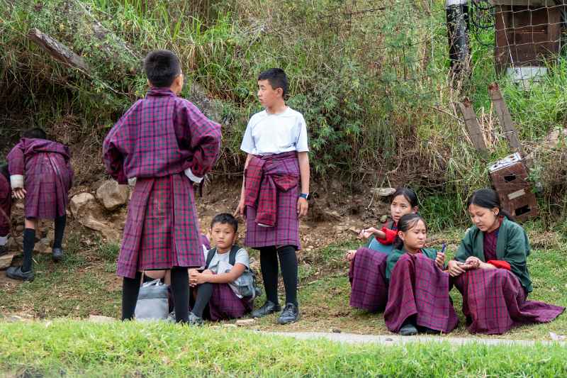 Children in school uniforms