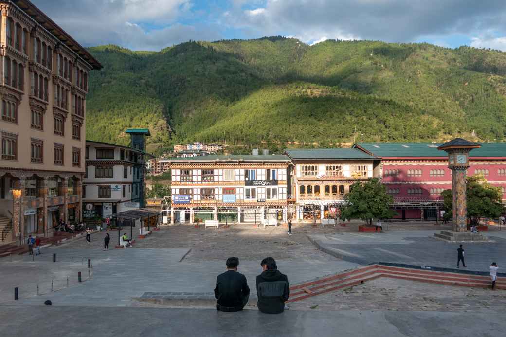 Town square wih clock tower, Thimphu