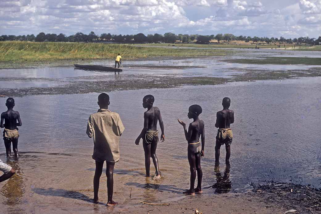 Boys at the water side, Maun