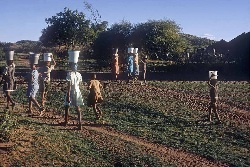 Girls fetching water, Molepolole