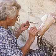 Woman doing lace work, Għarb