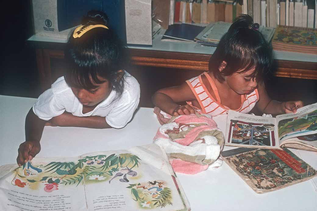 Young girls in the library