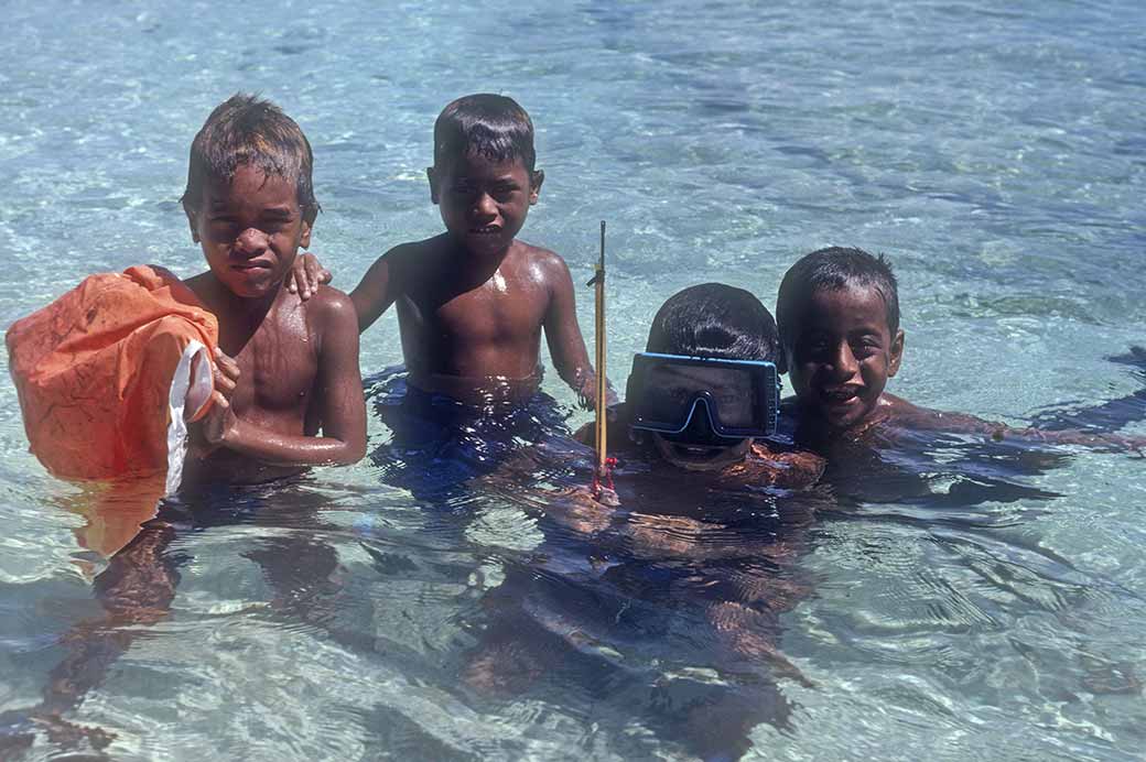 Young boys in lagoon