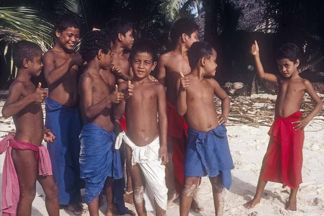Boys on the beach, Lamotrek