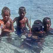 Young boys in lagoon
