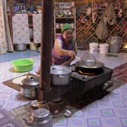 Cooking in a yurt