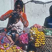 Selling flower garlands