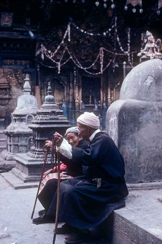 Elderly Buddhist couple
