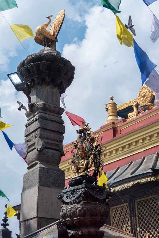 Column with gilded peacock, Swayambhunath