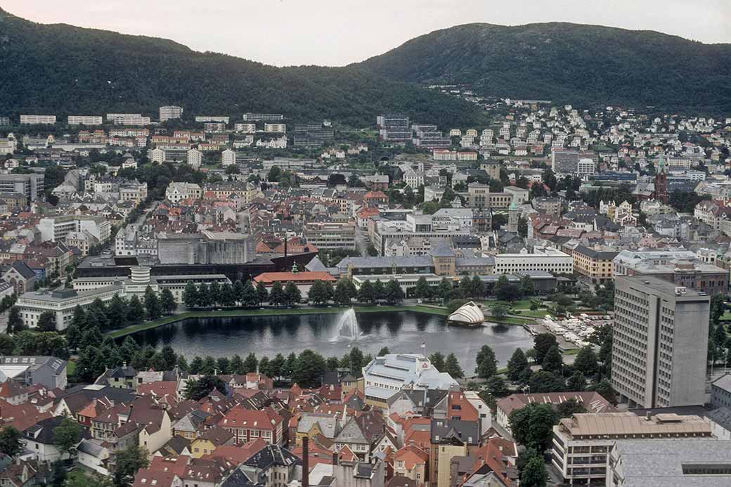 View of Bergen, with Lille Lungegårdsvannet