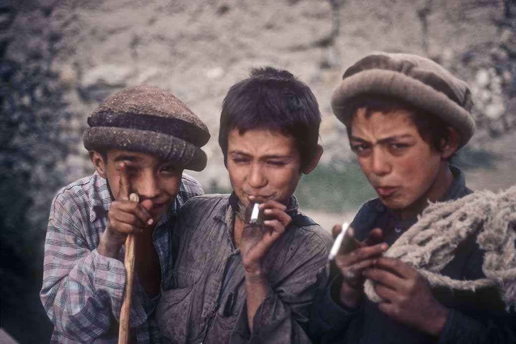 Three boys smoking