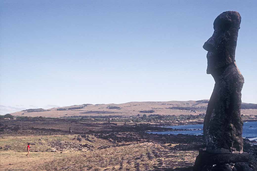 Moai with Hanga Roa