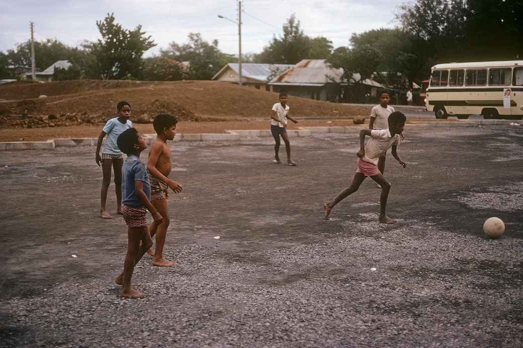Boys playing football