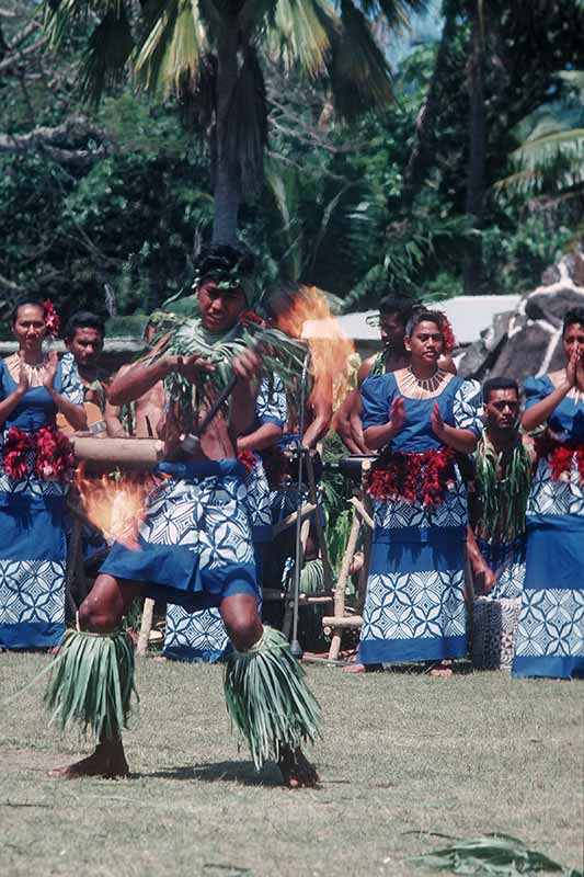 Performing a fire dance