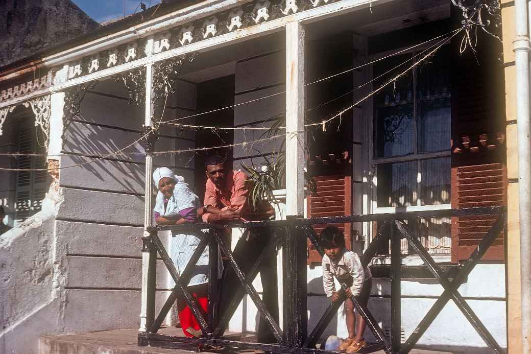 Family on veranda