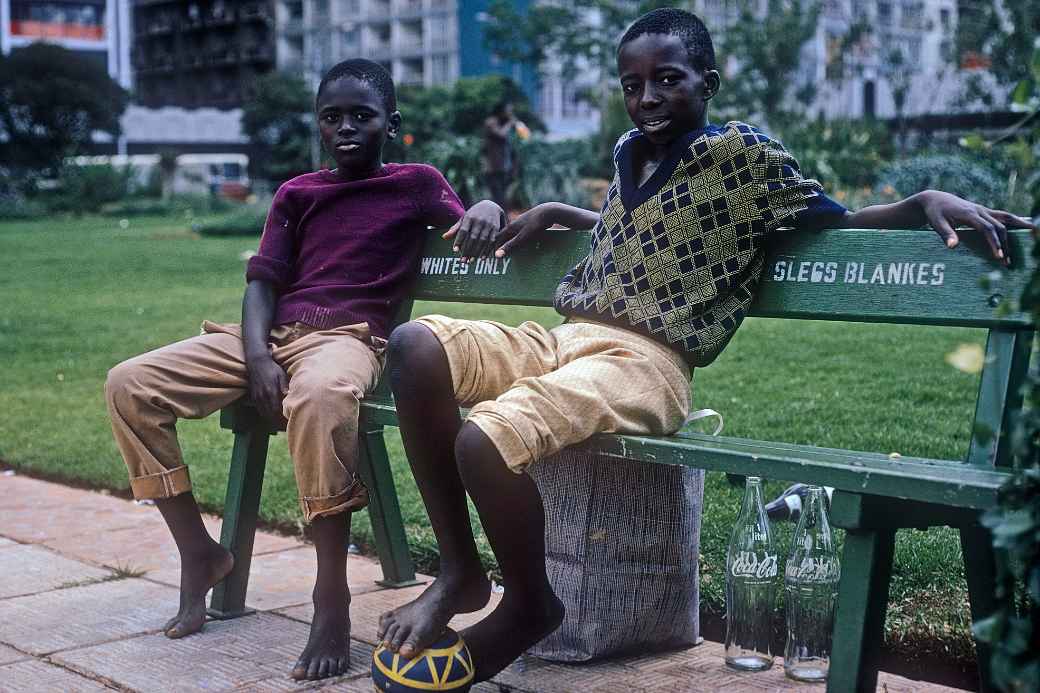 African boys on a bench