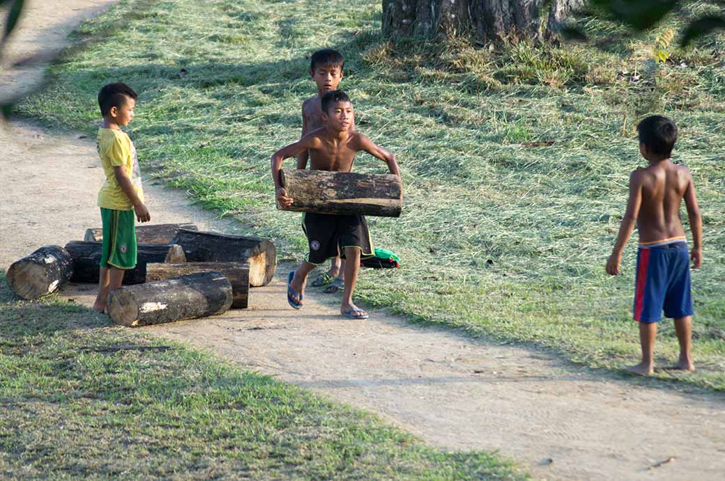Boys with firewood, Palumeu