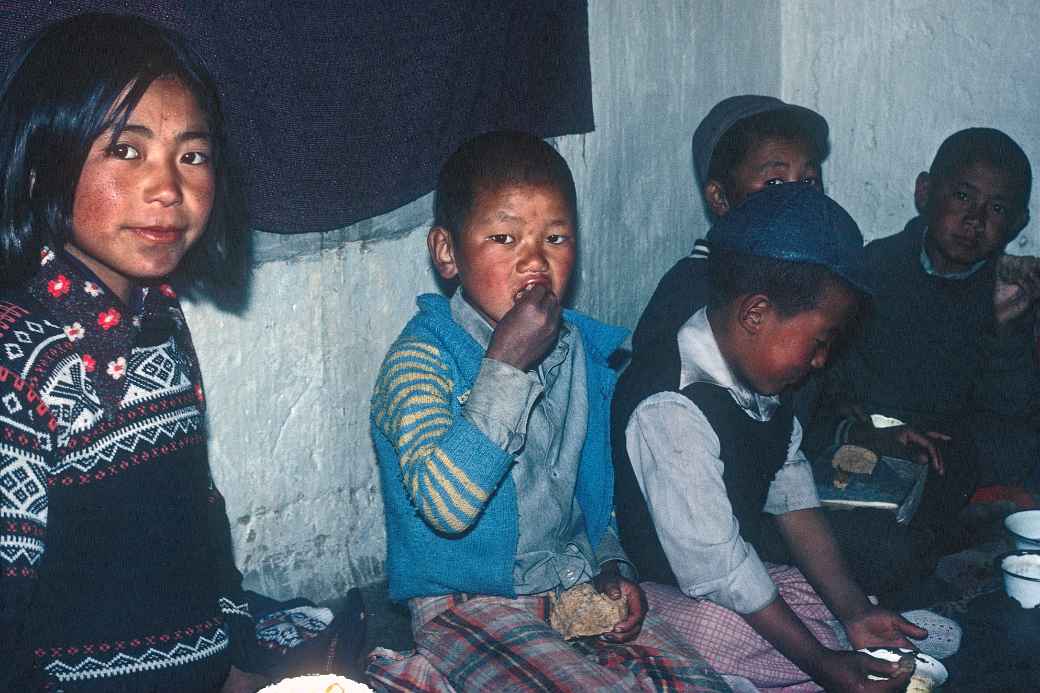 Tibetan children at lunch