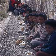 Tibetan boys at lunch