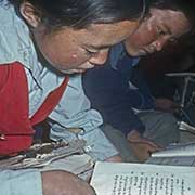 Girl reading in Tibetan