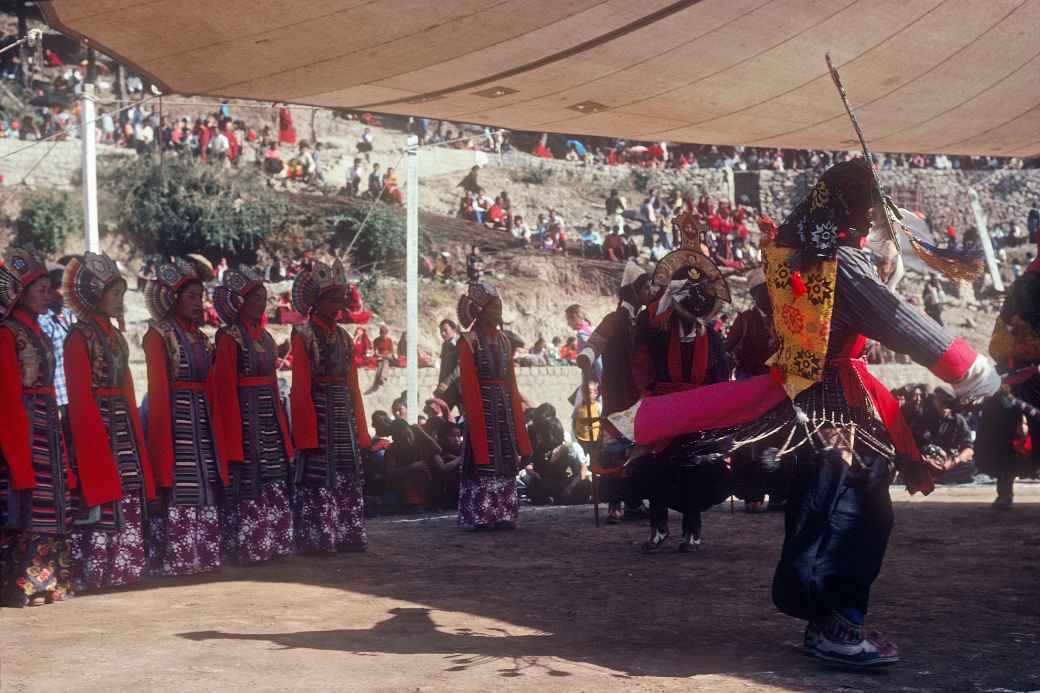 Masked dancers in Tibetan Opera