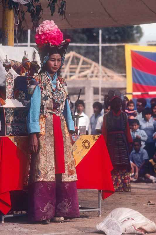 Woman in classic Tibetan dress