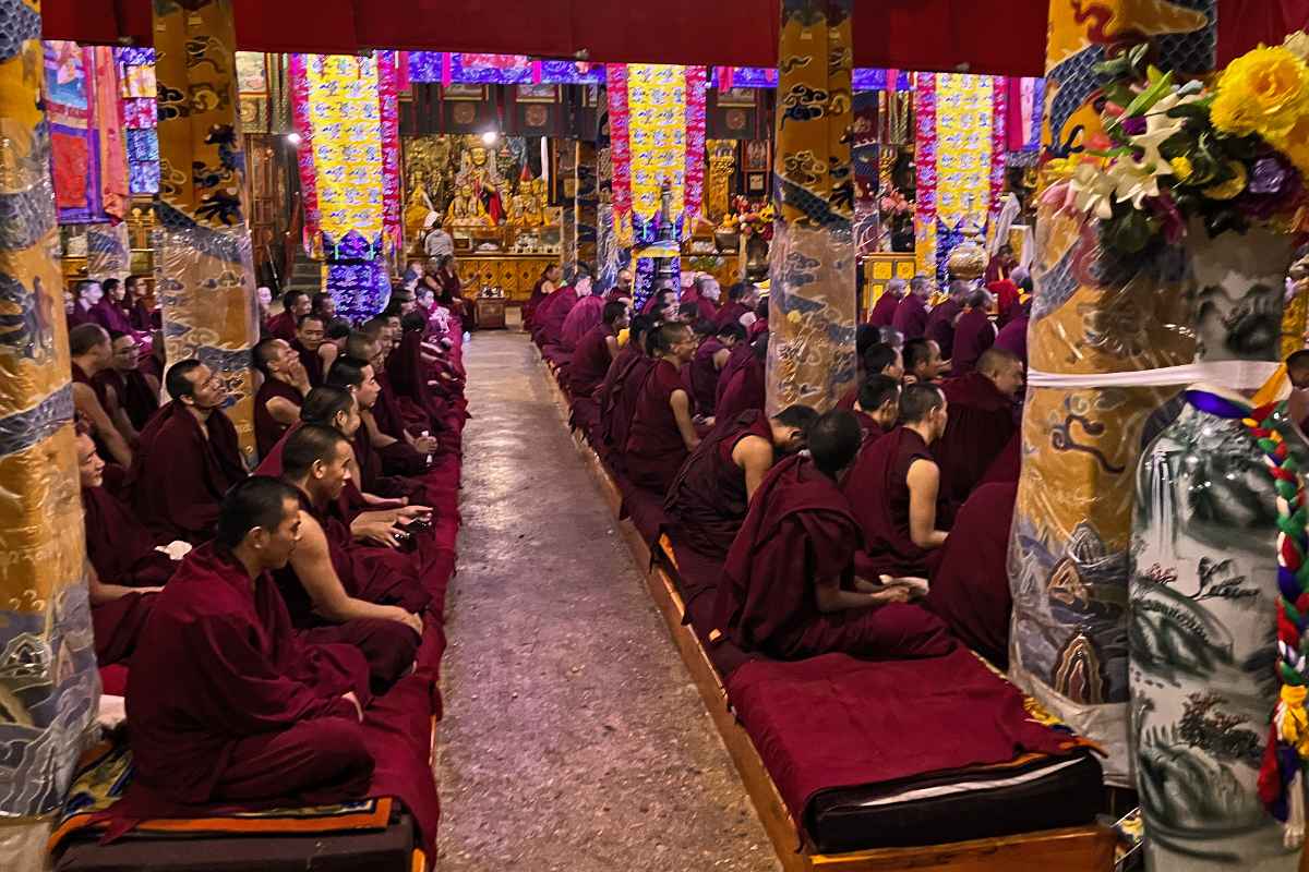 At a monks' examination, Sera Monastery