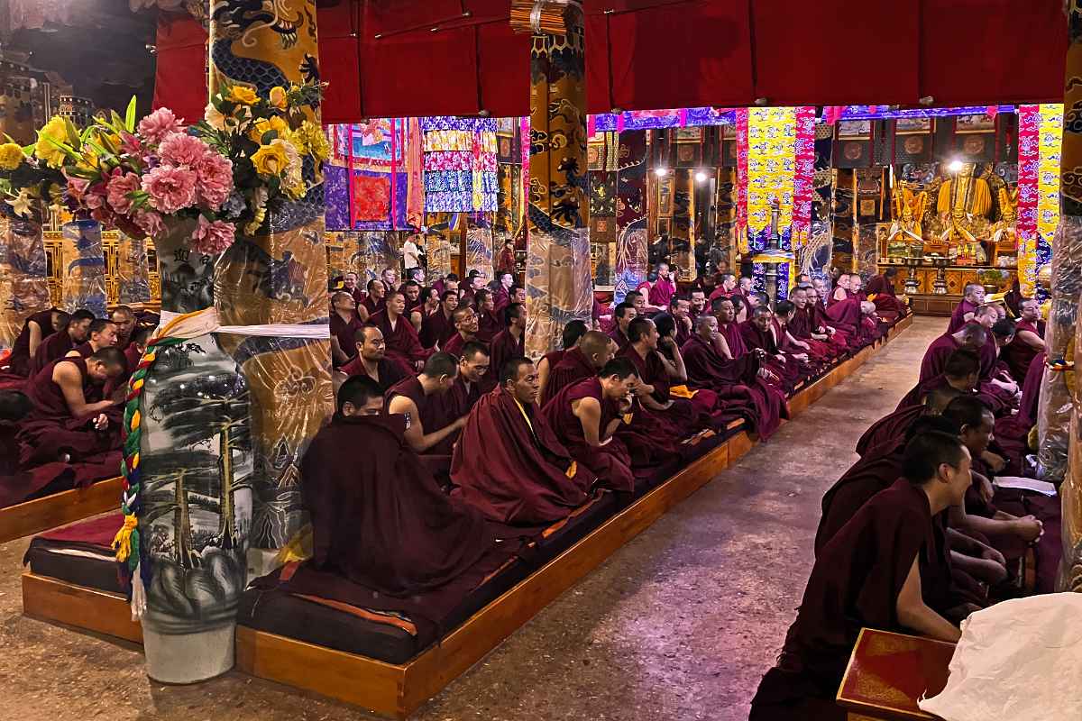 At a monks' examination, Sera Monastery