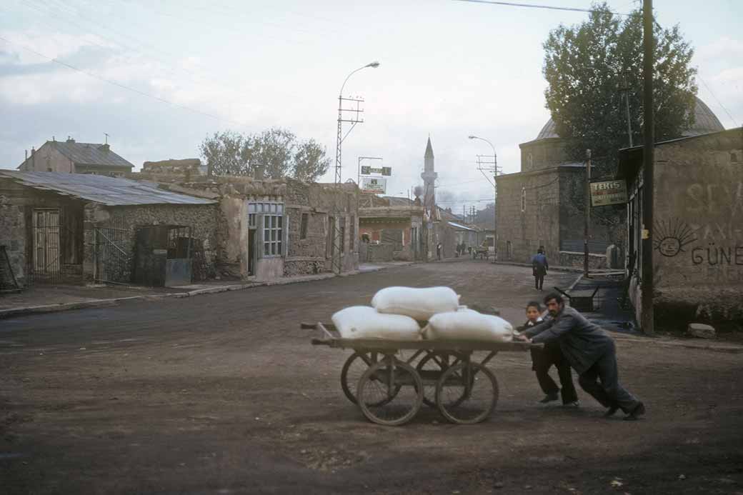Pushing a cart, Erzurum