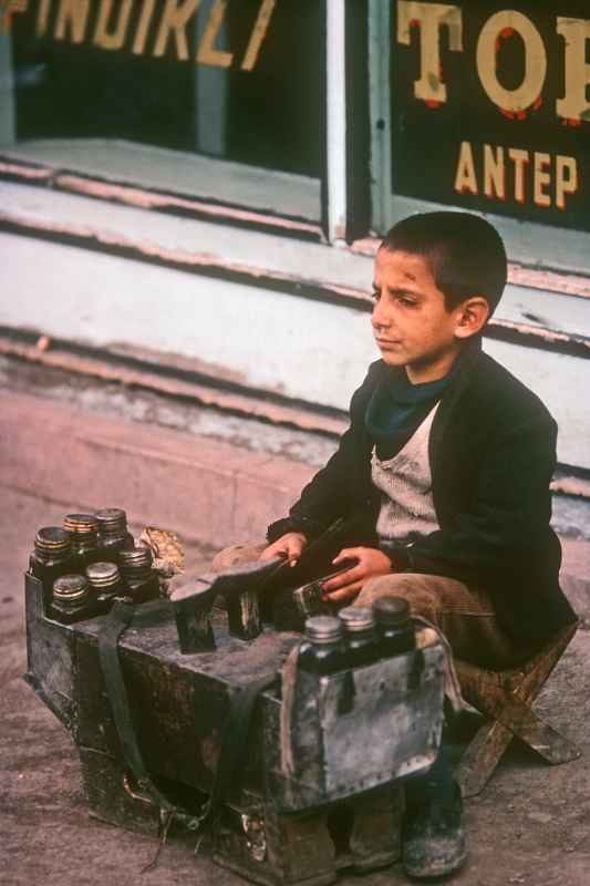 Young shoeshine boy