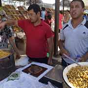 Selling chick peas, Qumtepa bazaar