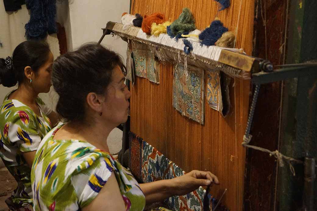 Women carpet weaving