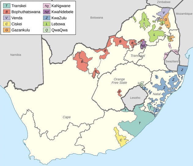 Map of Bantustans