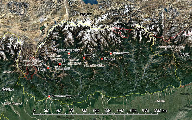 Map of Bhutan