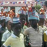 Children with paper crowns