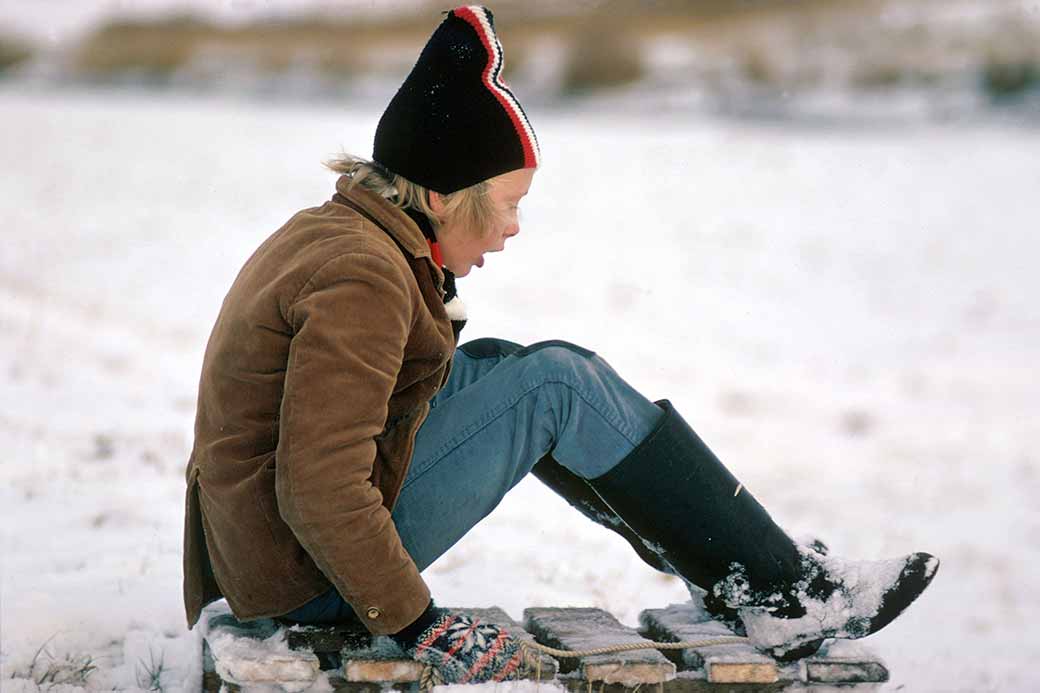 Boy on a sleigh