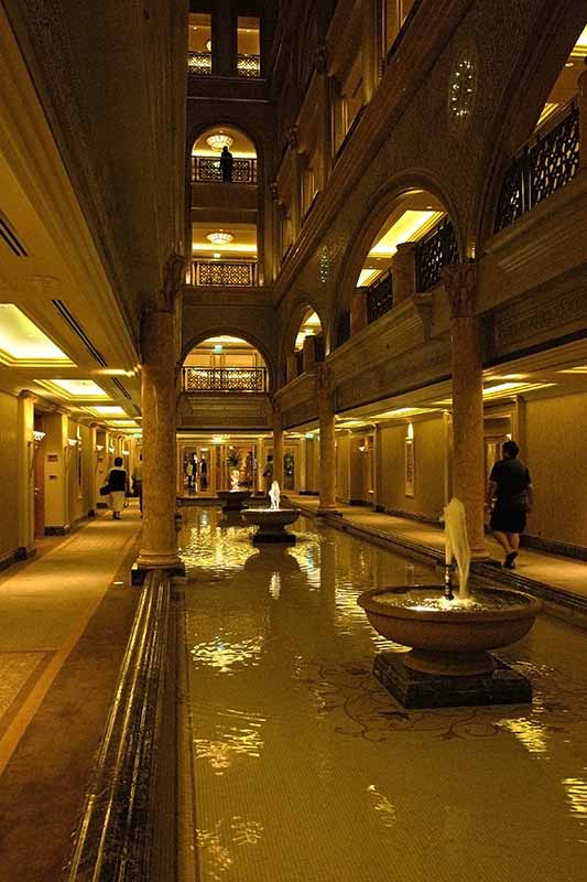 Corridor with fountains