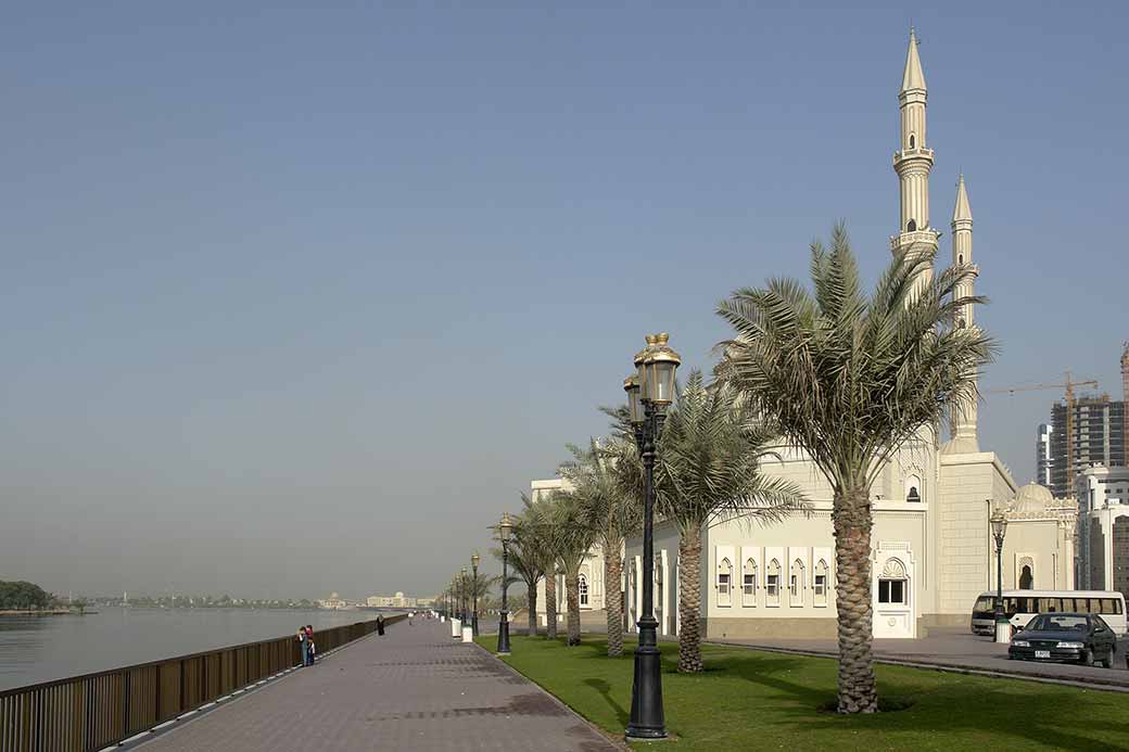 Mosque along Khalid Lagoon